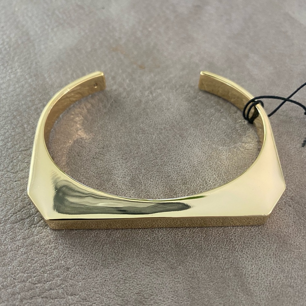 ALLSAINTS Signature Hexagon Cuff Bangle Bracelet Gold Tone NWT - Picture 3 of 6